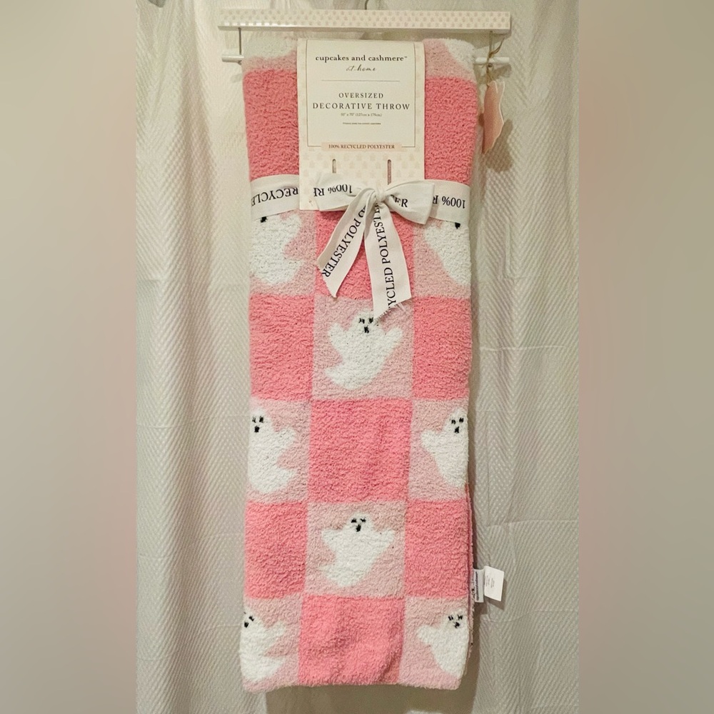 Cupcakes and Cashmere Halloween Pink Ghost Bkanket